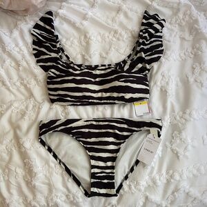black and white striped bikini set (top & bottom)